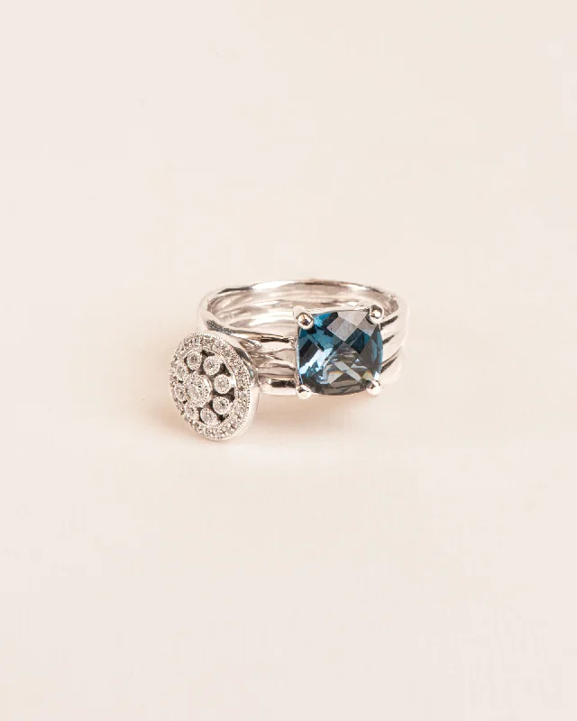 Shop Trending Jewelry With Exclusive Savings Stacked 18K Gold Ring w. Diamond & Topaz