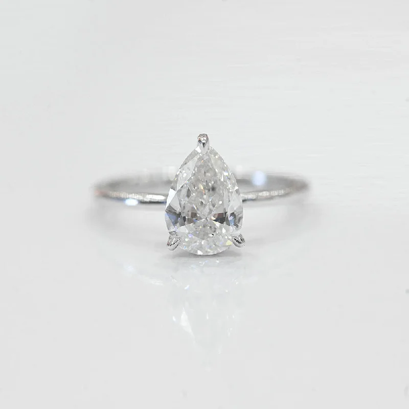 Jewelry Sale – Exclusive Styles At Lower Prices 1.55 Pear Natural Diamond Engagement Ring with Hidden Halo