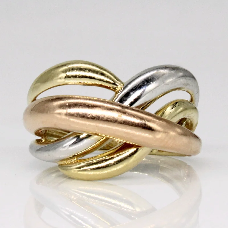 Waterproof Stainless Steel Jewelry For Lasting Beauty 10k Tri Tone Gold Intertwined Ring | SZ 7 |