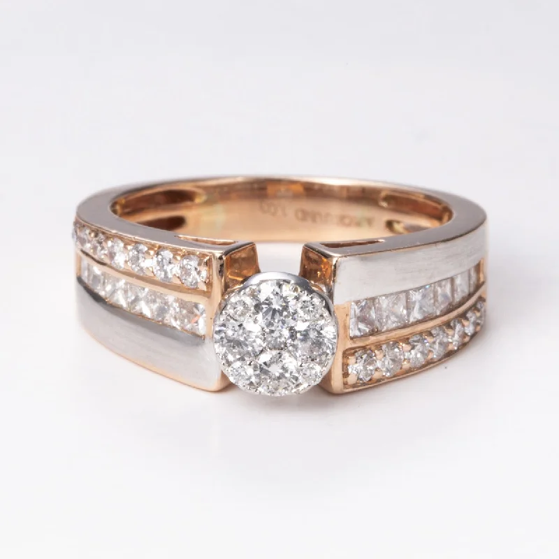 High-End Sparkle, Low-End Prices – Shop Now 14k Rose and White Gold Cluster Diamond Ring | 1.03 ctw | Sz 6.75