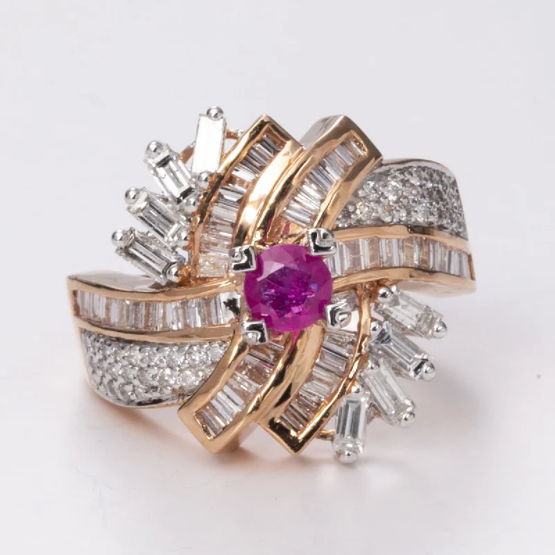 Luxury Handcrafted Jewelry For Elegant Looks Rose and White Gold Cocktail Diamond 14k Ring| 0.30ct, 0.87ctw | Sz 6.25