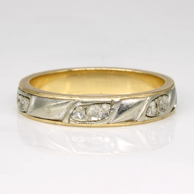 High-End Jewelry, Now More Affordable Than Ever 14k Two Tone Gold Floral Band | SZ 6.25 |