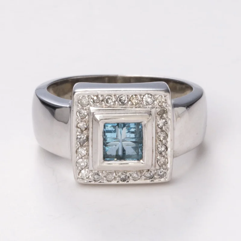 Affordable Glamour – Must-Have Jewelry At Special Rates 14k Aquamarine and Diamond Ring| 0.2 ctw, 0.15 ctw | Sz 5
