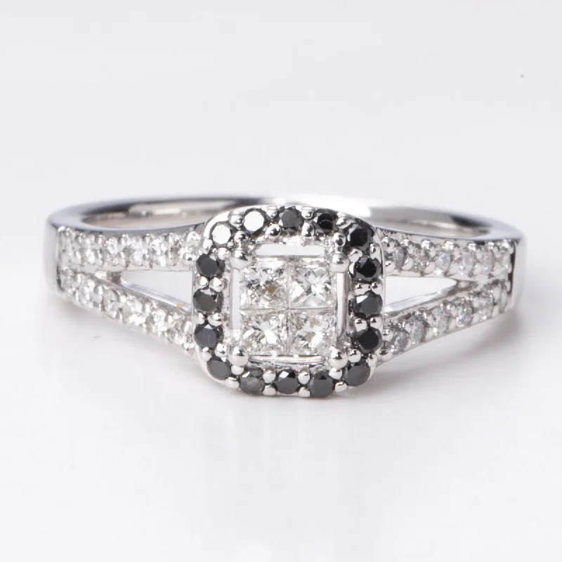 Fashion-Forward Jewelry At Exclusive Discounts 14k White Gold and Black Diamond Ring | 0.85 ctw | Sz 6.75