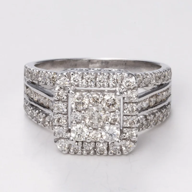 Modern Statement Jewelry For Bold Styling 14k White Gold Diamond Ring| 1.24ctw | Sz 6.75