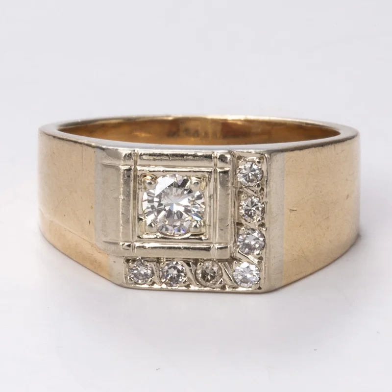 Trendy Minimalist Jewelry For Everyday Wear Yellow and White Gold Hand Assembled Diamond 14k Ring| 0.55ctw | Sz 11