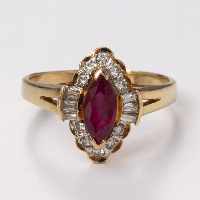 Shop Dazzling Rings, Earrings, And More At Special Discounts 14k Yellow Gold Ruby and Diamond Ring | 0.76ct, 0.27ctw | Sz 6.5