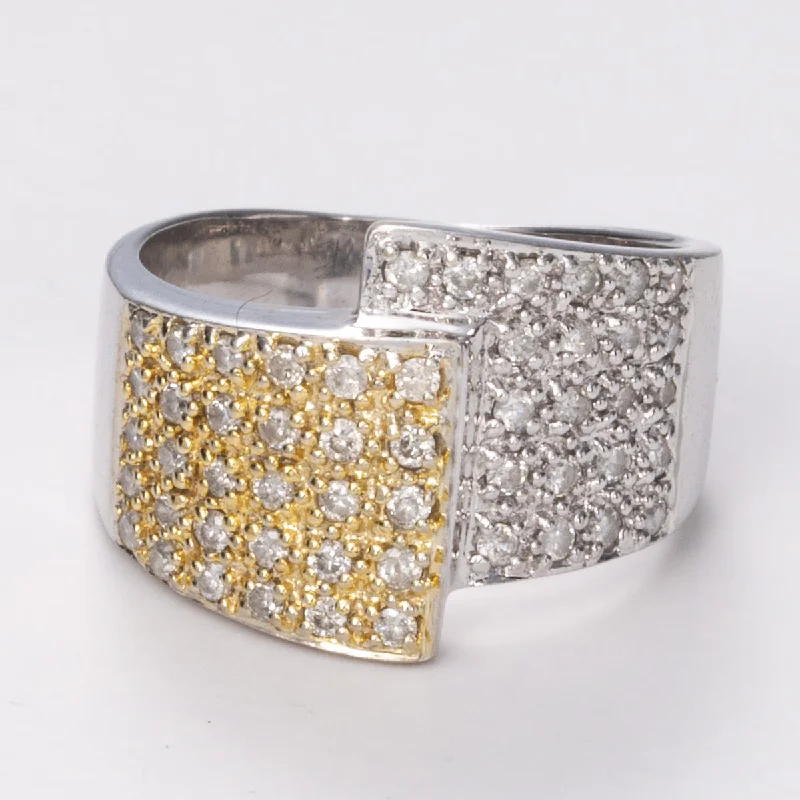 Affordable Gold-Plated Jewelry For Modern Fashion White Gold Overlap Design Diamond 18k Ring| 0.56ctw | Sz 7