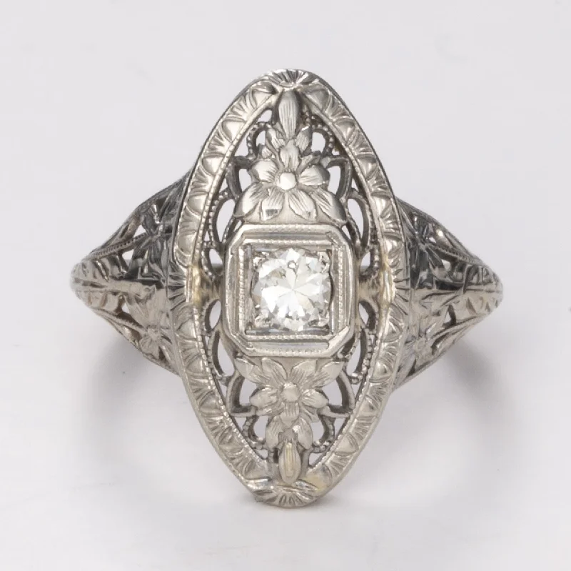 Customized Silver Jewelry For Unique Style 18k White Gold  Diamond Ring| 0.15ct | Sz 4.25