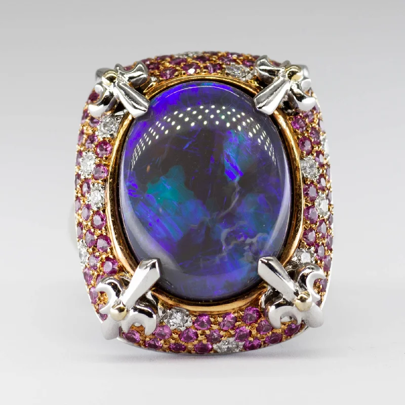 Flash Sale On Exquisite Jewelry – Don't Miss Out Black Opal, Pink Sapphire and Diamond Convertible 18k White Gold Pendant/Ring | 15.85 ct | Sz 7 Flash Sale On Exquisite Jewelry – Don't Miss Out Black Opal, Pink Sapphire and Diamond Convertible 18k White Gold Pendant/Ring | 15.85 ct | Sz 7