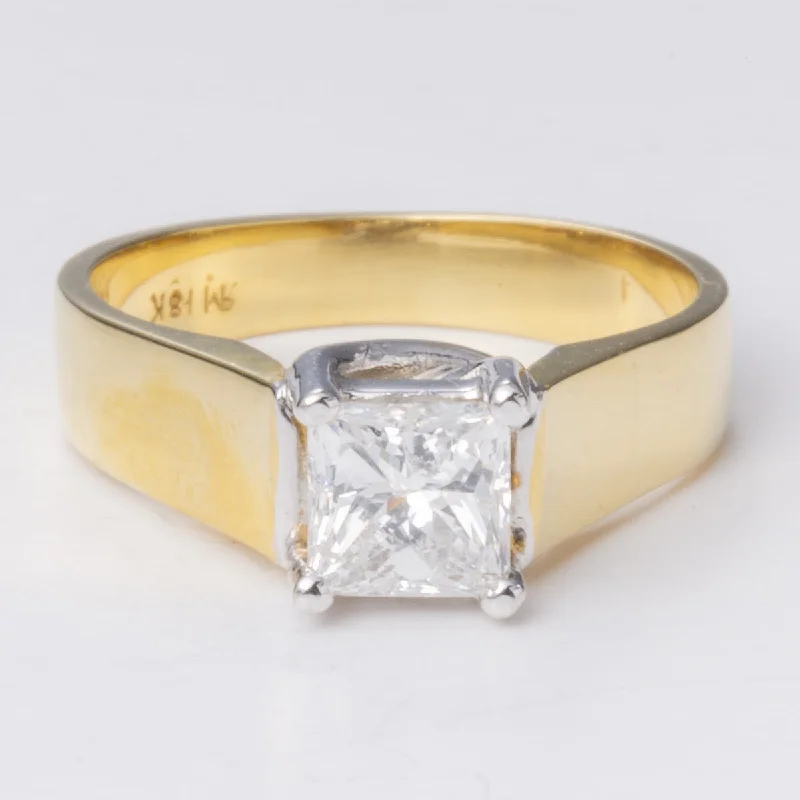Trending Jewelry Now Available At Exclusive Prices Princess Cut Solitaire Yellow and White 18k Ring | 0.97 ct | SZ 6.25 Trending Jewelry Now Available At Exclusive Prices Princess Cut Solitaire Yellow and White 18k Ring | 0.97 ct | SZ 6.25