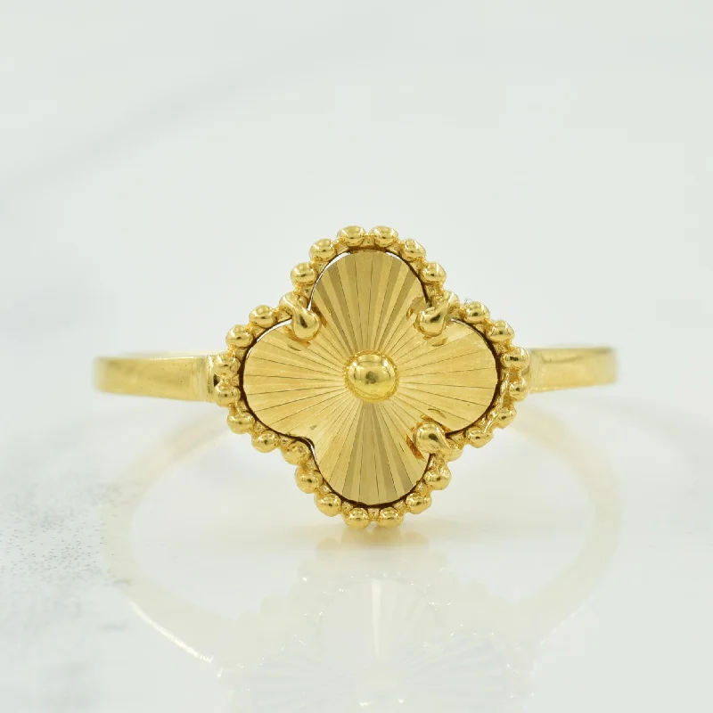 Discounted Luxury Jewelry – Shine Without The Splurge 18k Yellow Gold Four Leaf Clover Ring | SZ 6.75 |