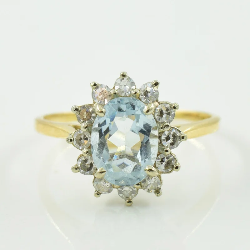 Trending Jewelry Now At Unbeatable Prices Aquamarine & Diamond Halo Ring | 1.00ct, 0.24ctw | SZ 6.25 |