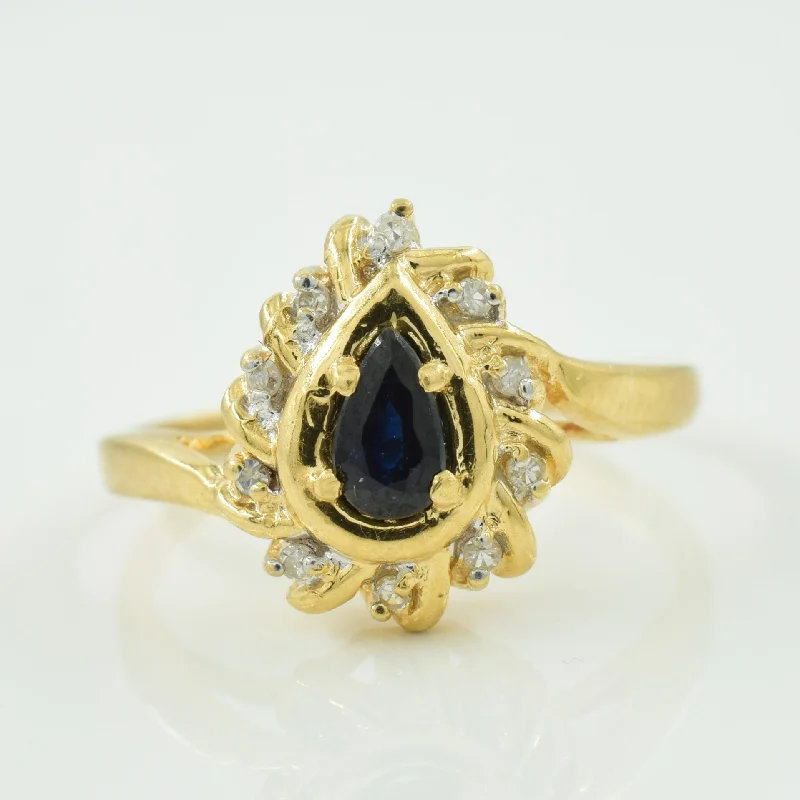 Stunning Statement Jewelry, Unbeatable Discounts Blue Sapphire & Diamond Surround Ring | 0.22ct, 0.05ctw | SZ 6 |