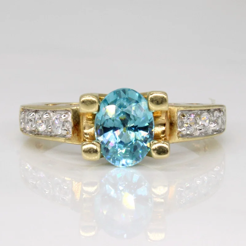 High-Quality Jewelry At A Fraction Of The Cost Blue Topaz & Colourless Zircon Ring | 1.30ct, 0.34ctw | SZ 8.75 |