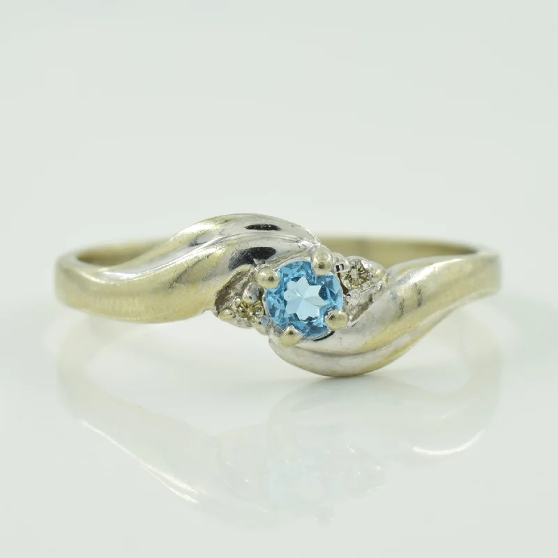 The Perfect Jewelry Piece At The Perfect Discount Blue Topaz & Diamond Bypass Ring | 0.10ct, 0.02ctw | SZ 6.75 |