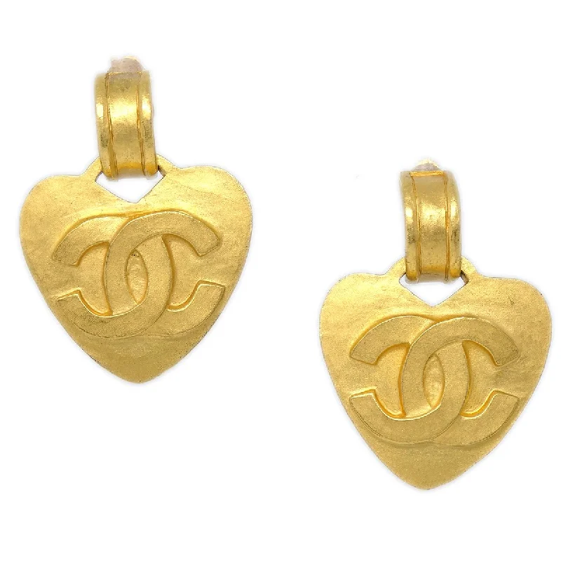 Chanel 1995 Heart CC Earrings