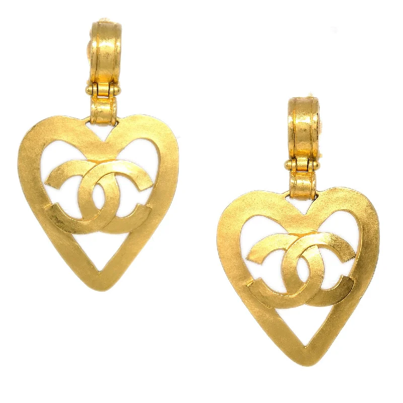 Chanel 1995 Heart Gold Earrings