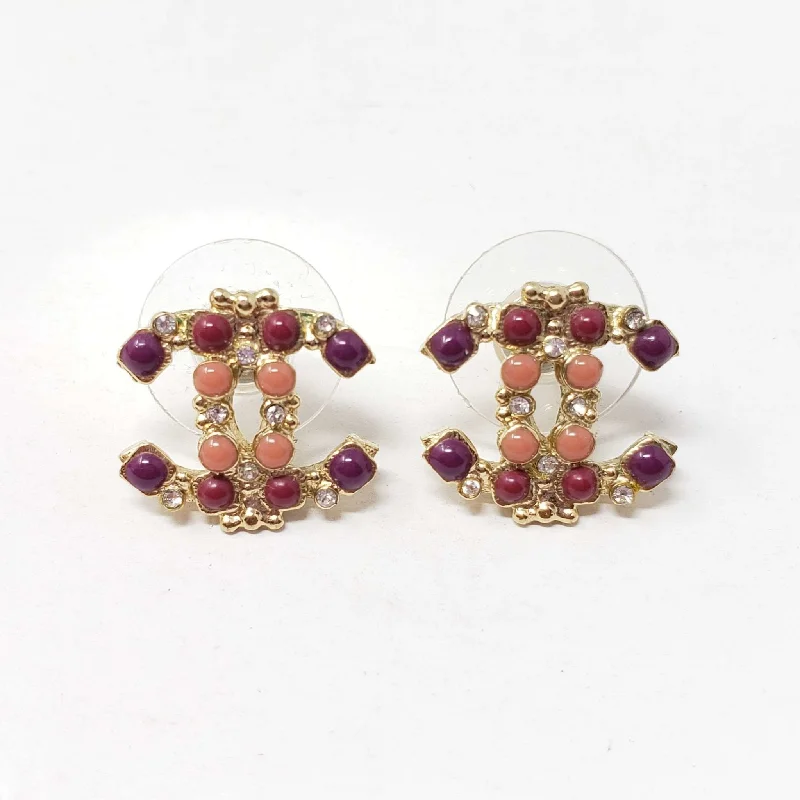 Chanel CC Goldish Earrings with stone