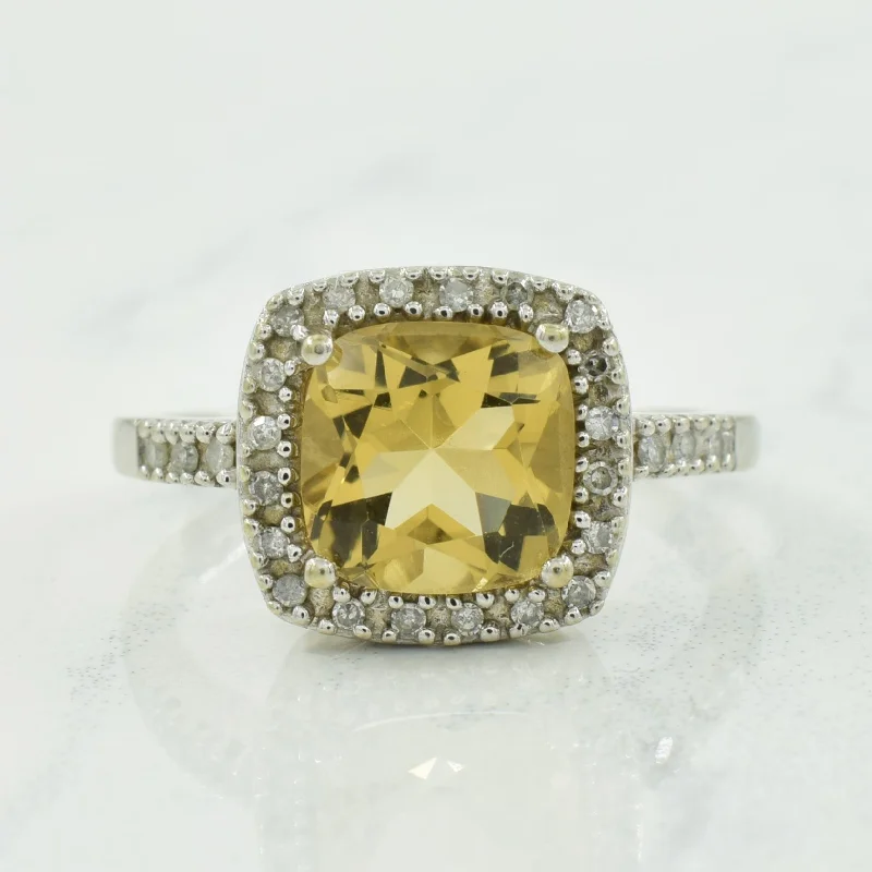 Timeless Jewelry, Timeless Savings – Don't Wait Citrine & Diamond Halo Ring | 2.00ct, 0.10ctw | SZ 7 |