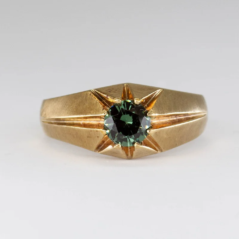 Timeless Elegance, Temporary Discounts – Act Fast Synthetic Chrysoberyl Belcher 10k Ring | 0.90ctw | SZ 9.25 |