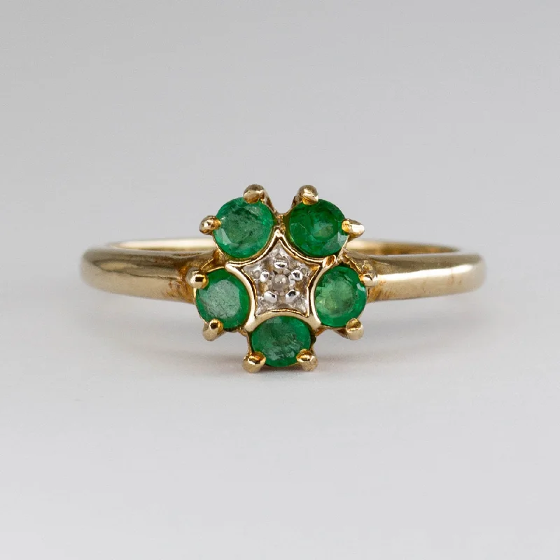 Sparkle On A Budget – Fine Jewelry For Less Vintage Emerald and Diamond Cluster 10k Ring | 0.5ctw, 0.01ct | SZ 7 |