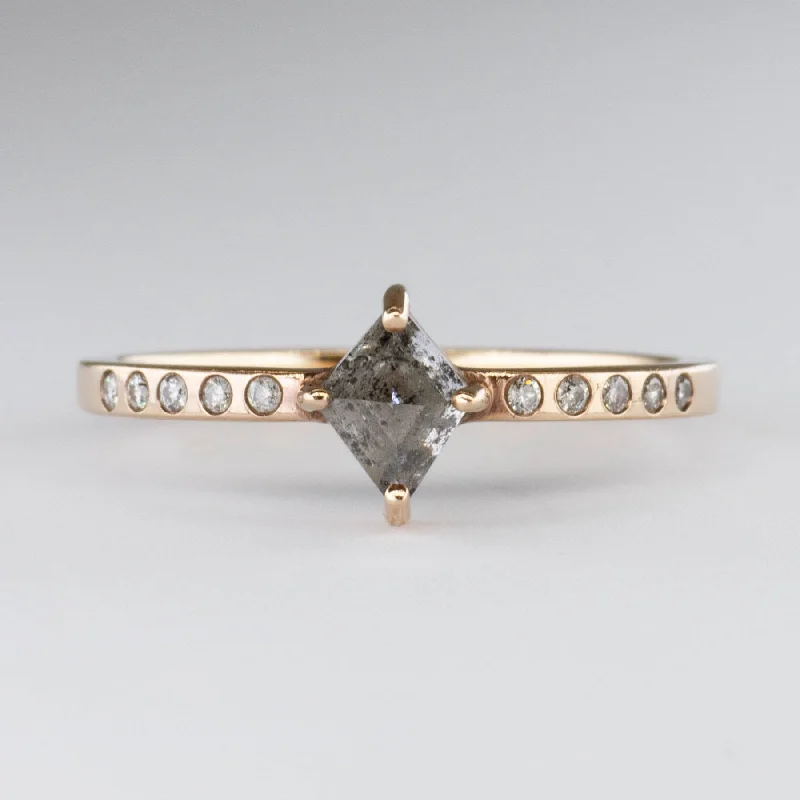 Handmade Pearl Jewelry For Timeless Elegance Kite Cut Salt and Pepper Diamond with Accent Diamonds  | 0.5 ctw, 0.05ctw | SZ 8.5 |