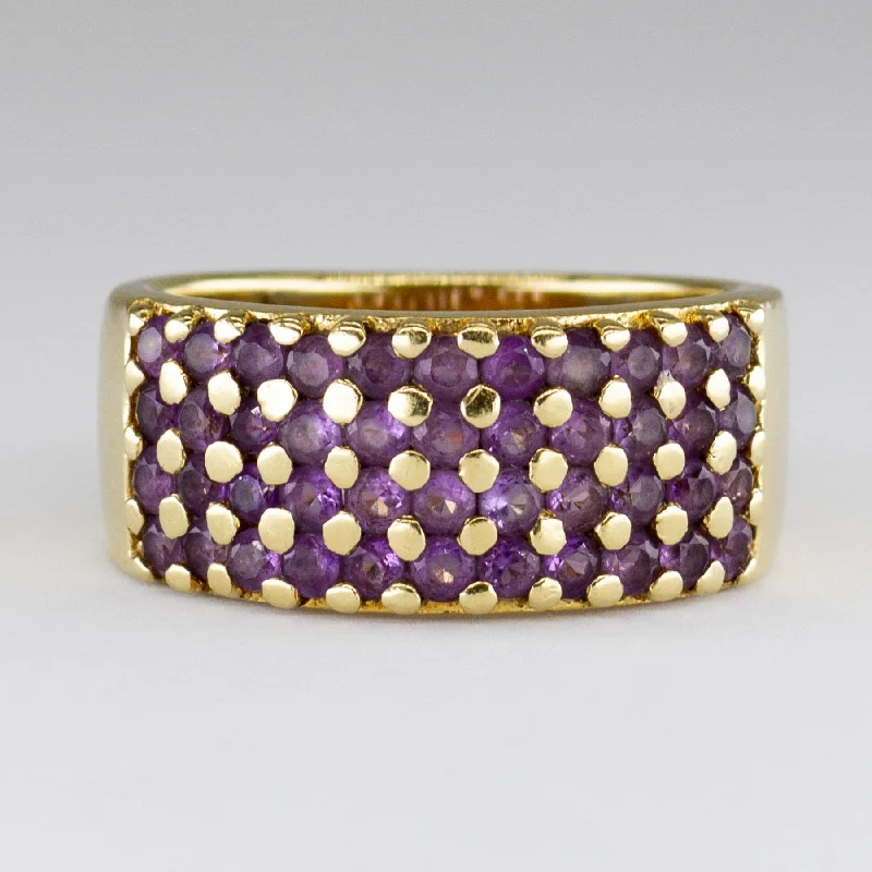Shop Elegant Jewelry At Unbeatable Prices Amethyst Layered Pave 18k Ring | 0.96ctw  | SZ 6.75 |