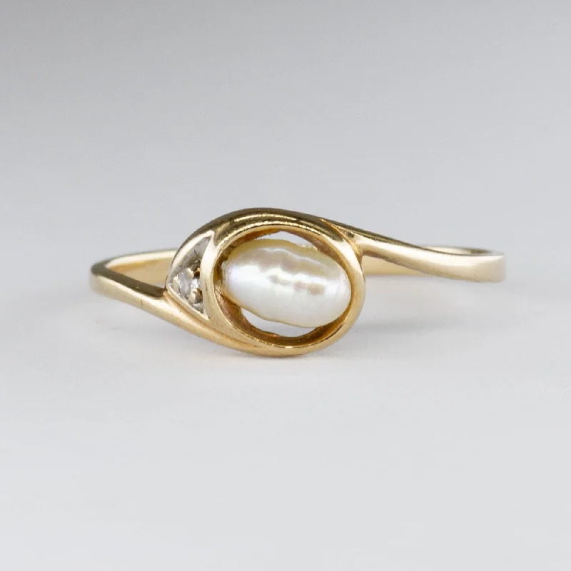 Waterproof Stainless Steel Jewelry For Lasting Beauty Vintage Pearl & Diamond 10K Ring | 0.01ctw | SZ 6.25 |