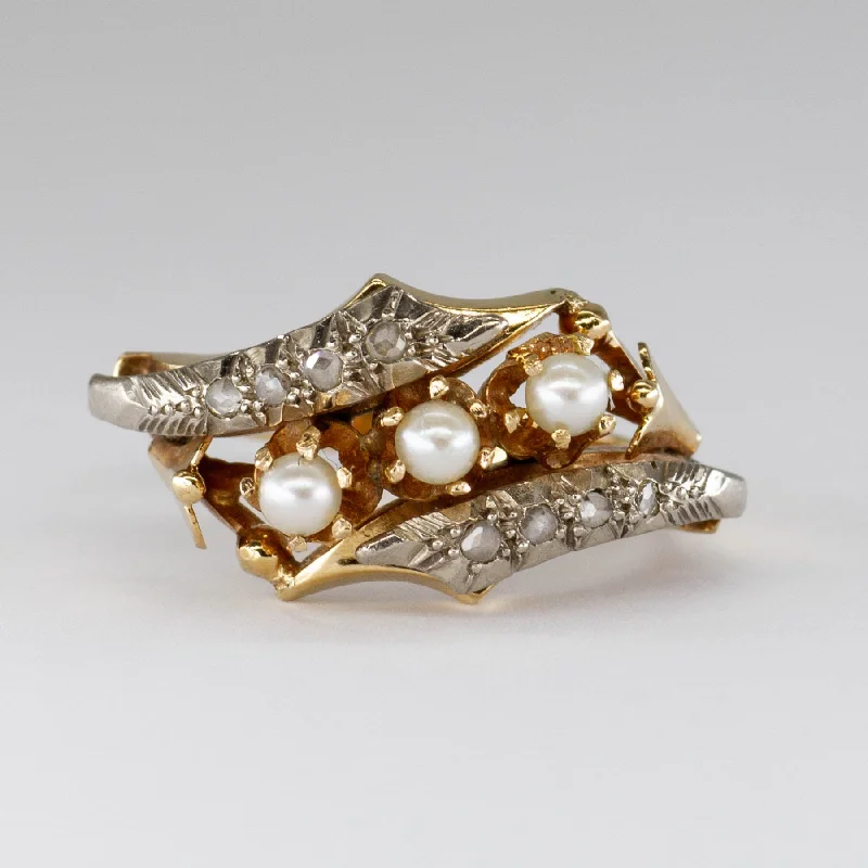 The Perfect Accessory For Less – Jewelry Sale Live Vintage Pearl & Rose Cut Diamond 18k Ring | 0.08ctw | SZ 6.75 |
