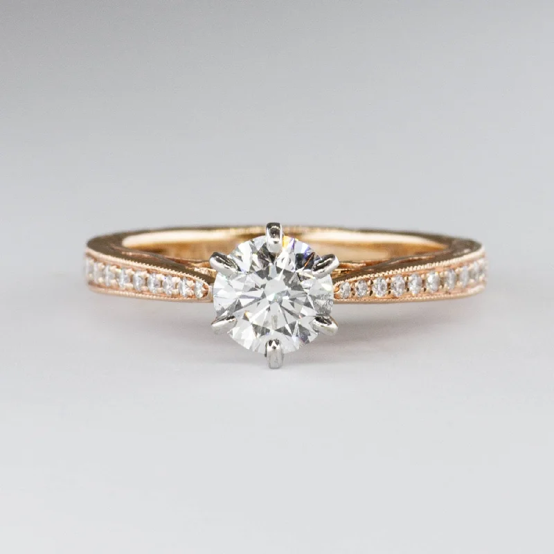 Fashion-Forward Geometric Jewelry For Contemporary Style Scroll and Millgrain Design 6-Prong Diamond Engagement Ring | 0.65ctw VS1 G Ex | SZ 4 |
