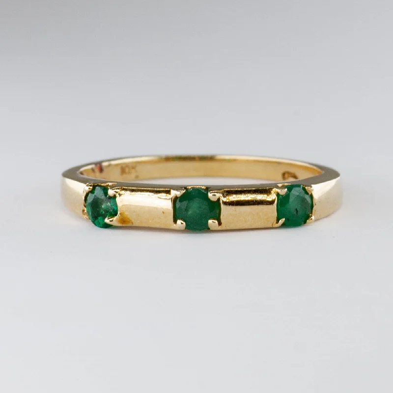 Modern Statement Jewelry For Bold Styling Three Stone Emerald Ring | 0.24ctw | SZ 6.75 |