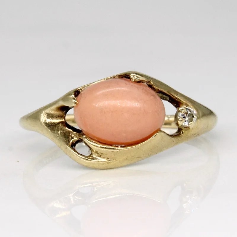 Gorgeous Jewelry, Limited-Time Savings Coral & Diamond Ring | 1.20ct, 0.02ct | SZ 4.75 |