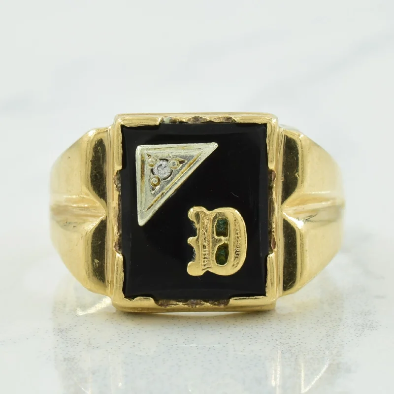 Dazzling Deals On Necklaces, Bracelets, And More 'D' Initialed Black Onyx & Diamond Ring | 3.40ct, 0.01ct | SZ 9.5 |