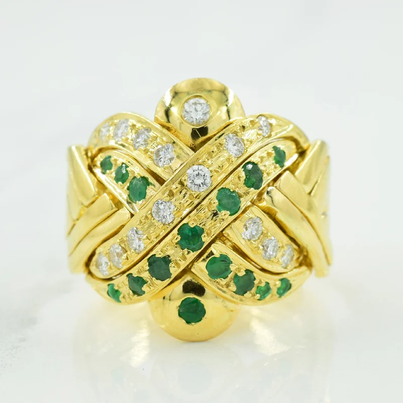 Luxury Jewelry At Unbeatable Discounts Diamond & Emerald Puzzle Ring | 0.48ctw, 0.48ctw | SZ 9.75 | Luxury Jewelry At Unbeatable Discounts Diamond & Emerald Puzzle Ring | 0.48ctw, 0.48ctw | SZ 9.75 |