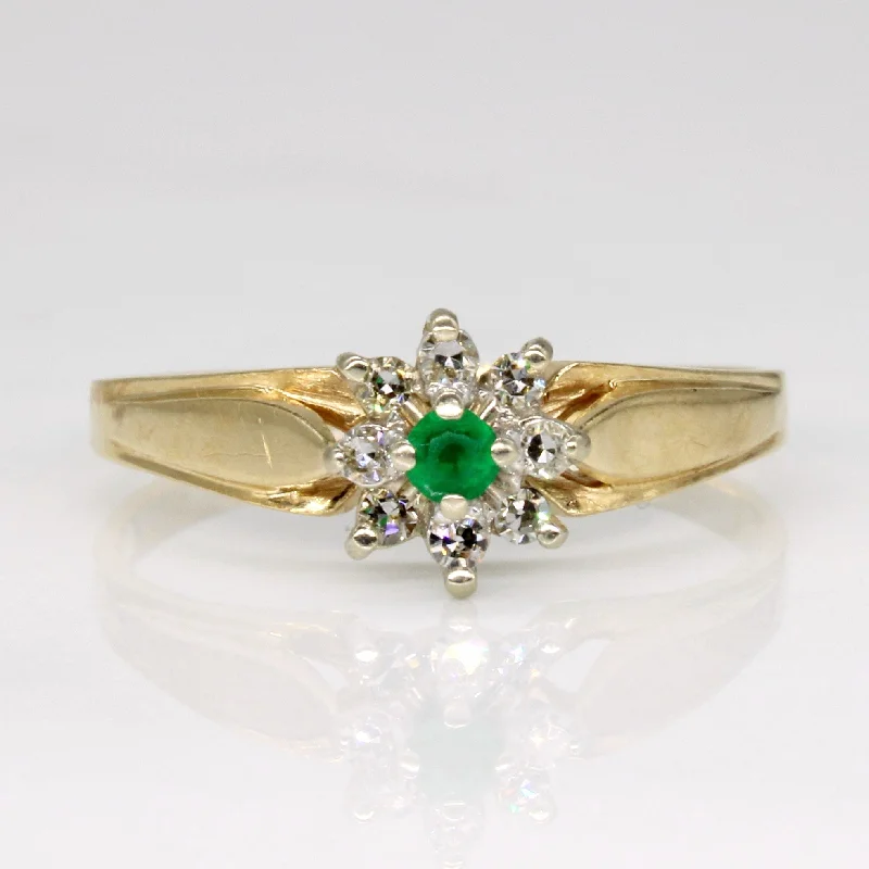 Luxury Meets Affordability – Jewelry Sale Live Now Diamond & Emerald Cluster Set Ring | 0.08ctw, 0.06ct | SZ 8.75 |