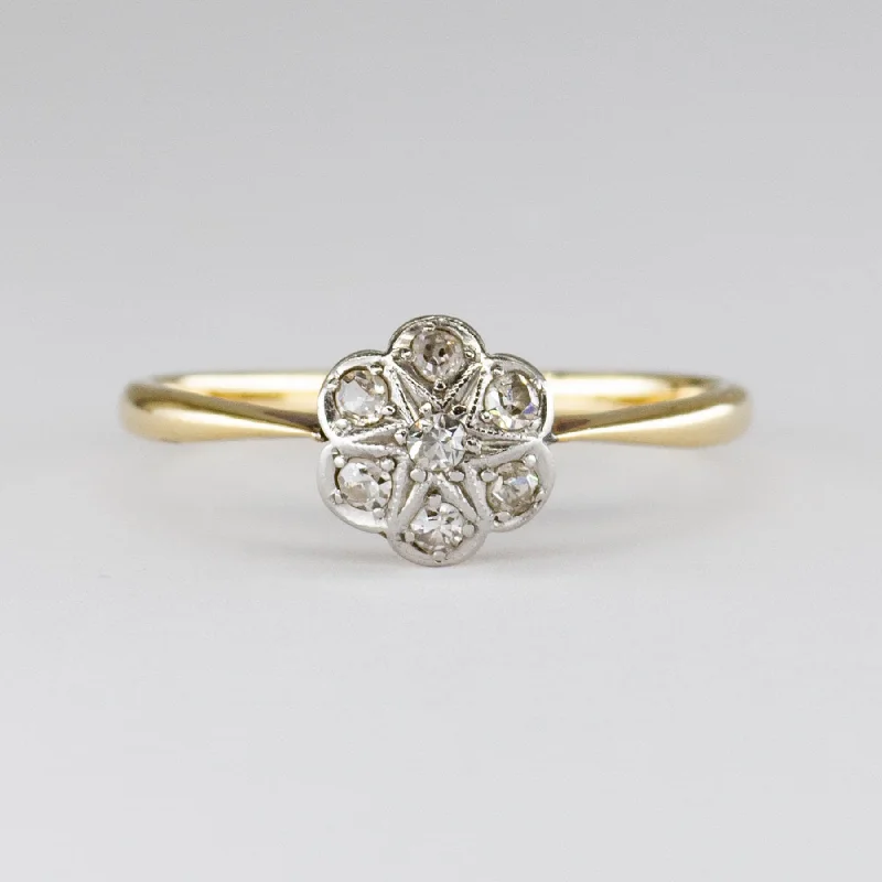 Fine Jewelry, Limited-Time Offers Available Edwardian Diamond Daisy ring in 18k and Platinum| 0.11ctw | SZ 6.25 |
