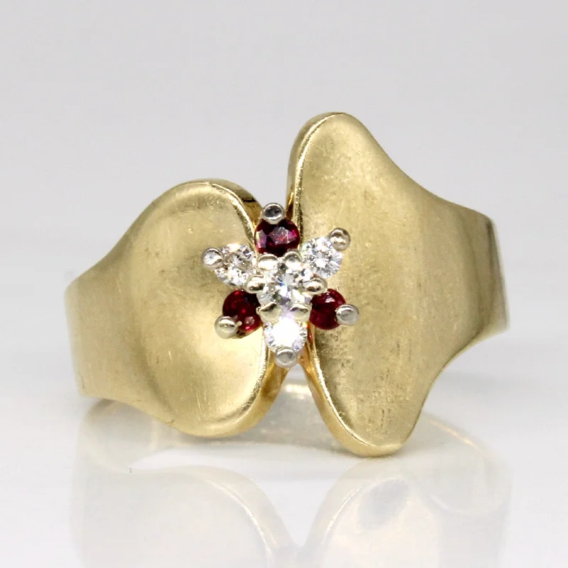 Bestselling Jewelry At Special Promotional Rates Abstract Diamond & Ruby Cluster Ring | 0.09ctw, 0.07ctw | SZ 7.5 |