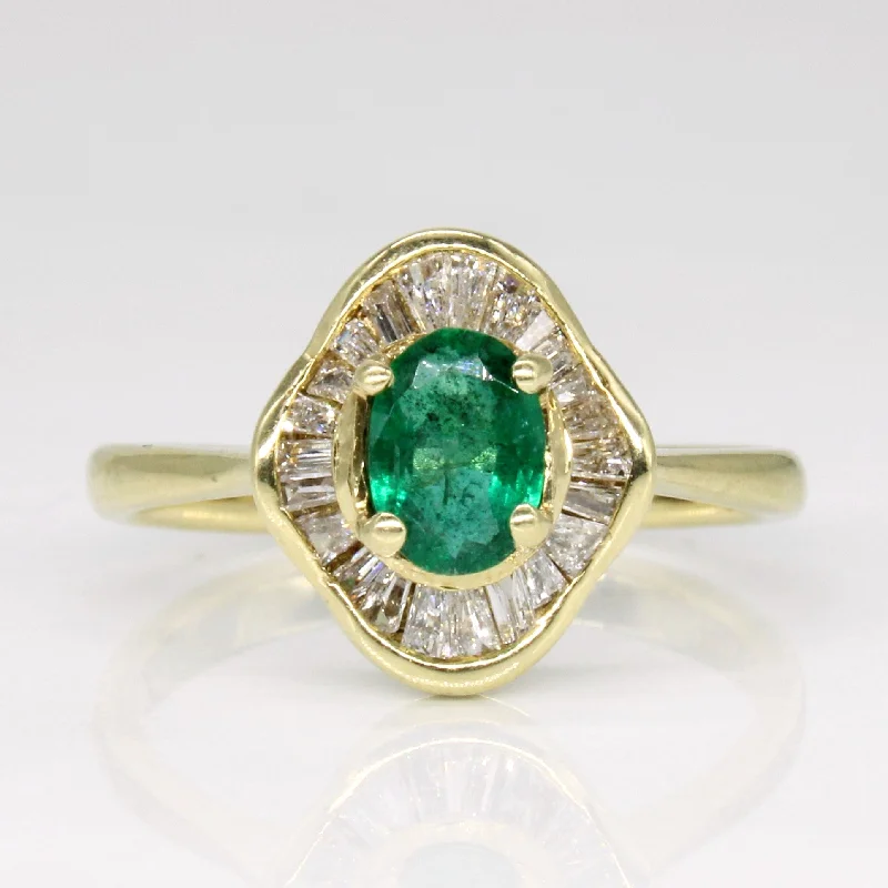 Fine Jewelry, Limited-Time Offers Available Emerald & Diamond Halo Engagement Ring | 0.40ct, 0.30ctw | SZ 6 |