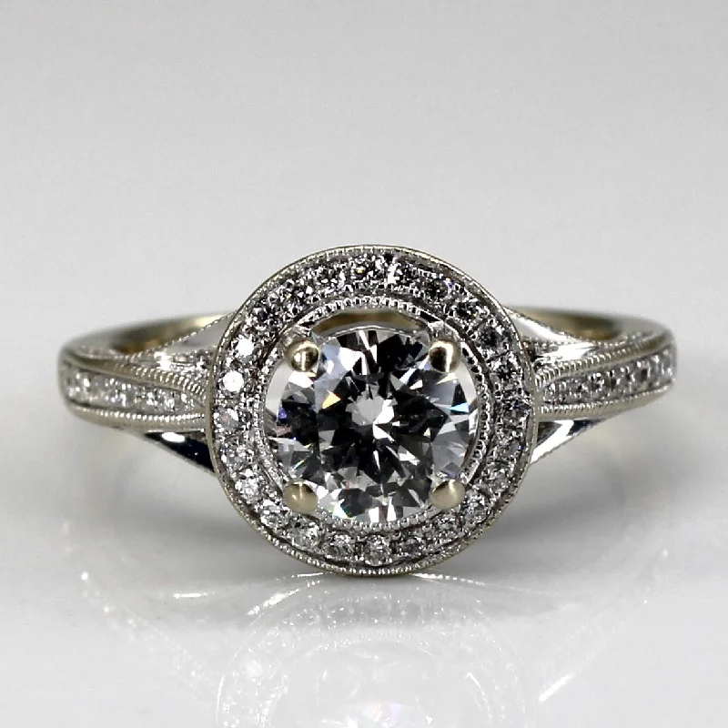 Premium Jewelry At Promotional Prices – Shine Today High Set Halo Diamond Engagement Ring | 1.20ctw VS2 F/G | SZ 6.75 |