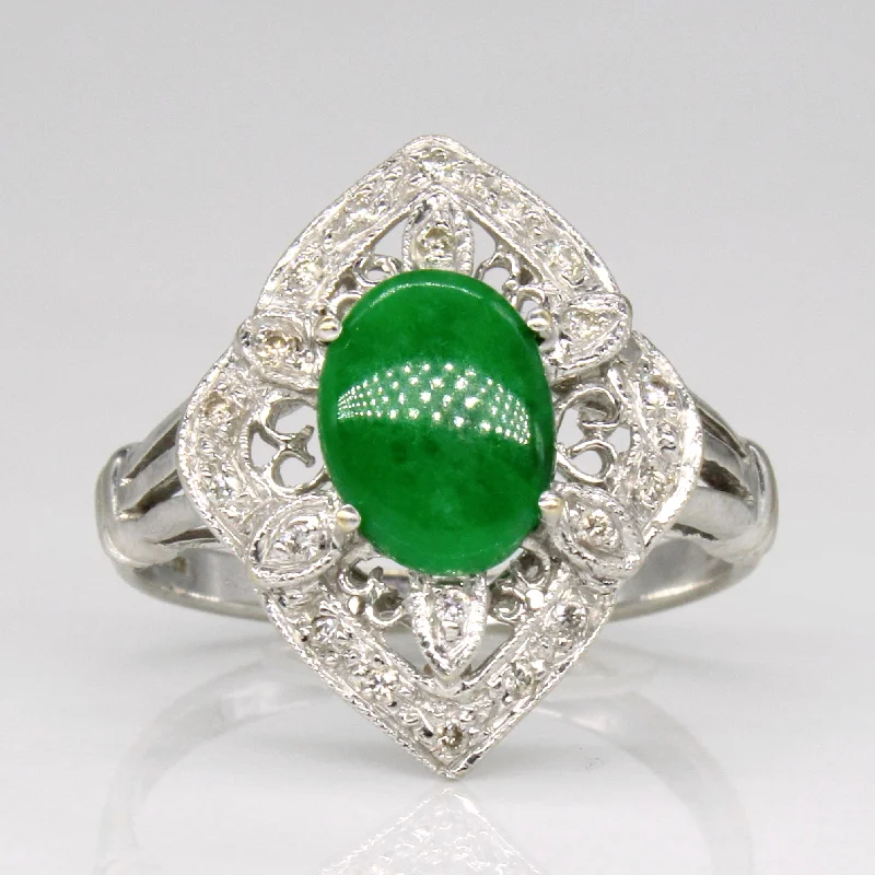 Big Discounts On Elegant Jewelry Collections Jadeite & Diamond Cocktail Ring | 1.00ct, 0.05ctw | SZ 6.5 |