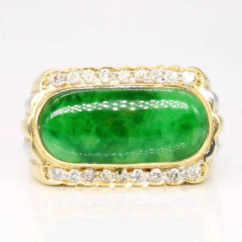 Luxury Jewelry At Unbeatable Discounts Jadeite & Diamond Cocktail Ring | 3.50ct, 0.27ctw | SZ 9.5 |
