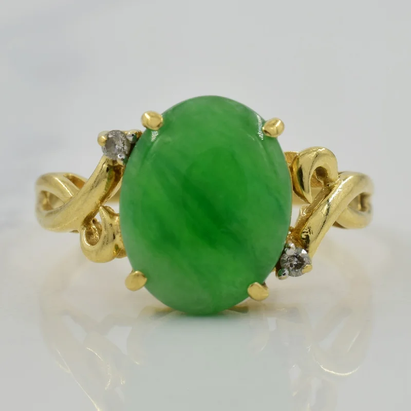 Special Offers On Handcrafted And Designer Jewelry Jadeite & Diamond Cocktail Ring | 2.80ct, 0.03ctw | SZ 6 |
