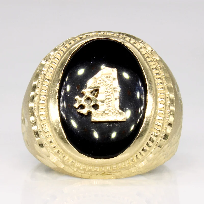 Don't Miss Our Biggest Jewelry Sale Of The Season Onyx '#1' Cocktail Ring | 3.75ct | SZ 10.75 |