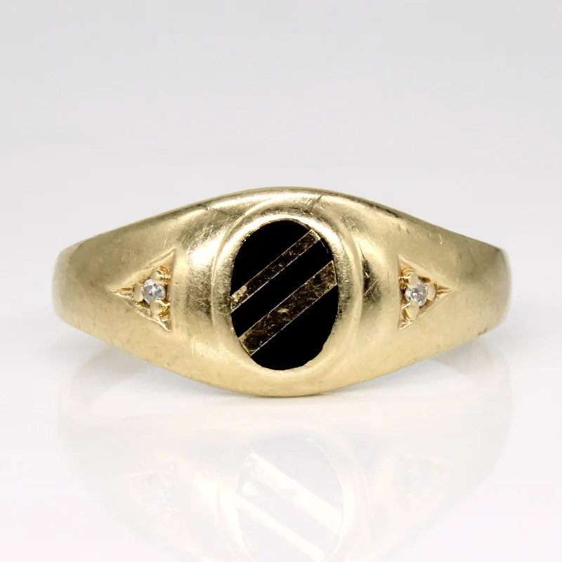 Timeless Elegance At Unbelievable Discounts Onyx & Diamond Ring | 0.45ct, 0.02ctw | SZ 12.5 |
