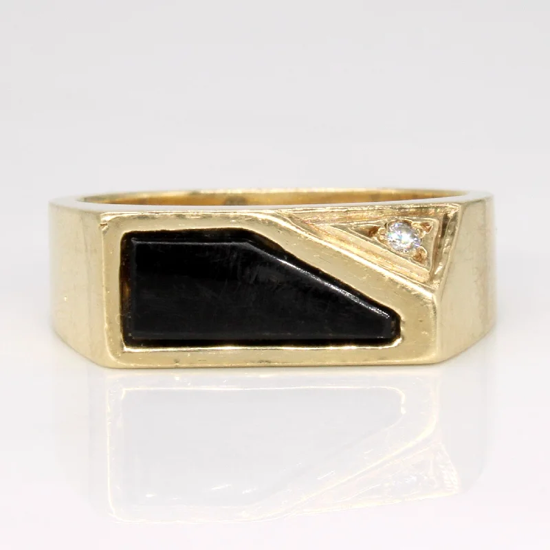 Upgrade Your Jewelry Collection For Less Onyx Inlay & Diamond Ring | 1.00ct, 0.02ct | SZ 8.5 |