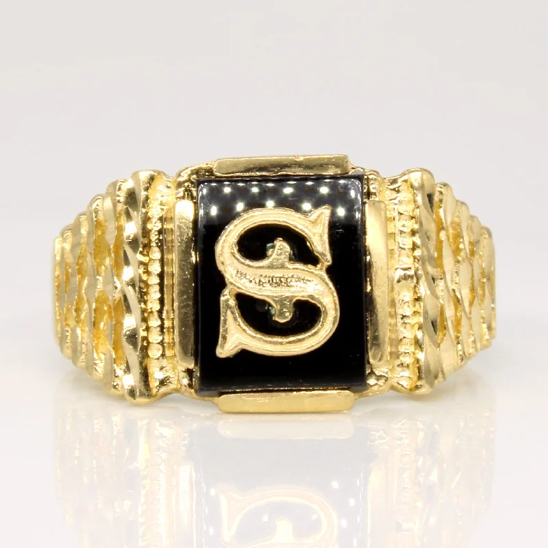 Elegant Jewelry, Exclusive Prices – Shop Now Onyx 'S' Initial Ring | 1.00ct | SZ 9 |