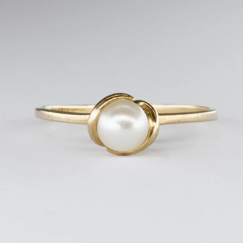 Bohemian-Inspired Jewelry For Free-Spirited Fashion Pearl Solitaire Ring with Twisting Mounting | SZ 6.75 |