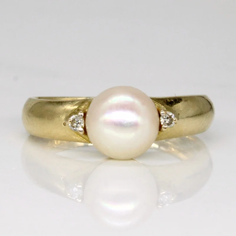 Premium Jewelry At Special Low Prices For A Limited Time Pearl & Diamond Ring | 0.02ctw | SZ 6 |