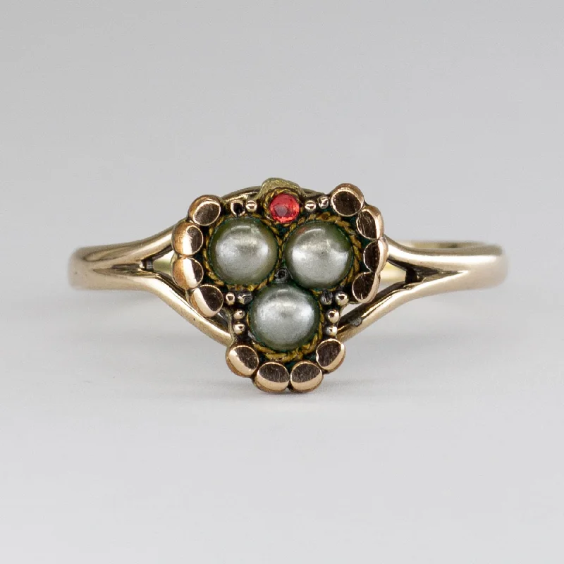 Unmissable Jewelry Sale – Shop Before It's Too Late Antique Simulant Pearl and Glass Hallmarked 10k Ring | SZ 7.25 |